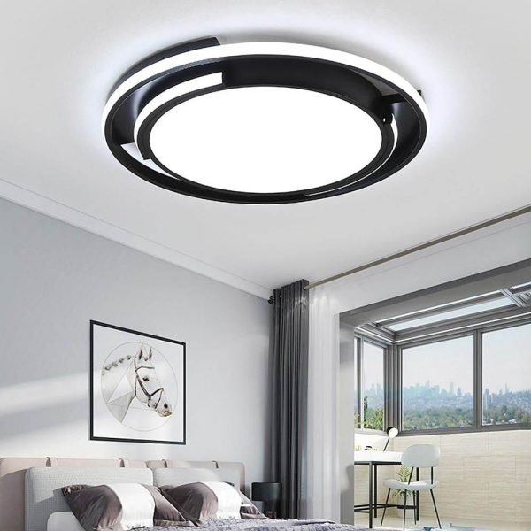 Circular Design Dimmable LED Black Nordic Ceiling Lights Flush Mount Lighting - Image 4