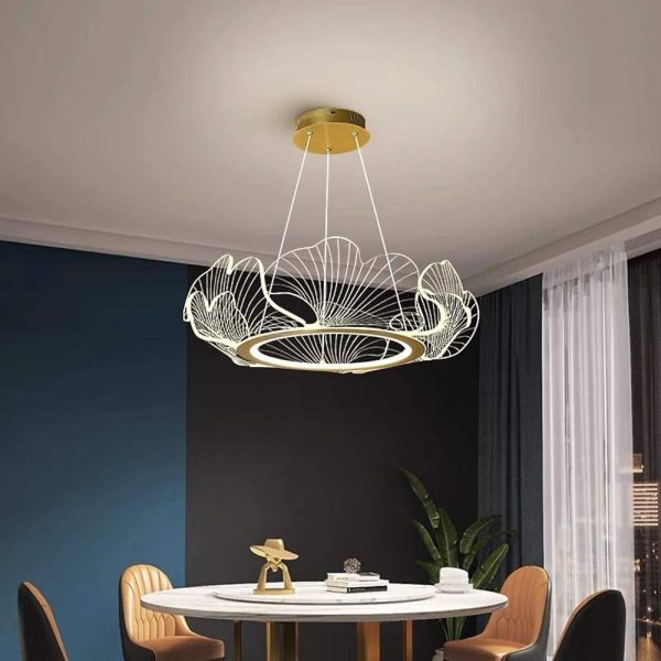 Sea-Inspired Elegant Wave Round Acrylic Chandelier with Gold Finish - 33inch Wide LED Ceiling Light - Image 2
