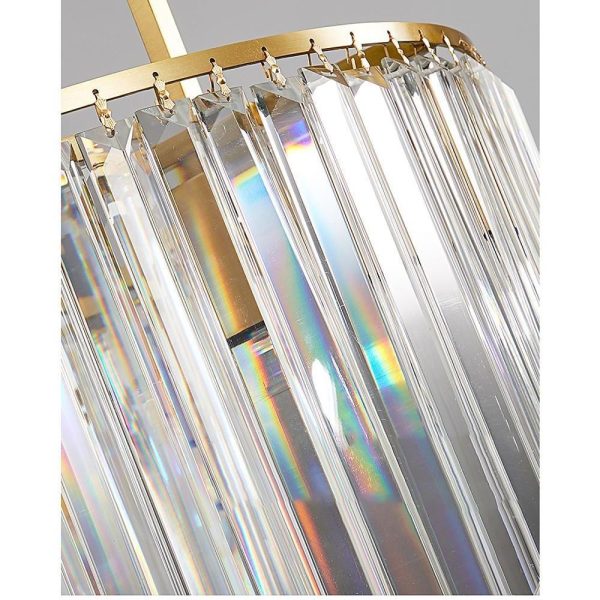 Round Crystal Copper LED Nordic Chandeliers Island Lights Pendant Light - Image 8