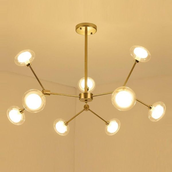 9-light Glass LED Nordic Sputnik Chandeliers Hanging Ceiling Lights - Image 7