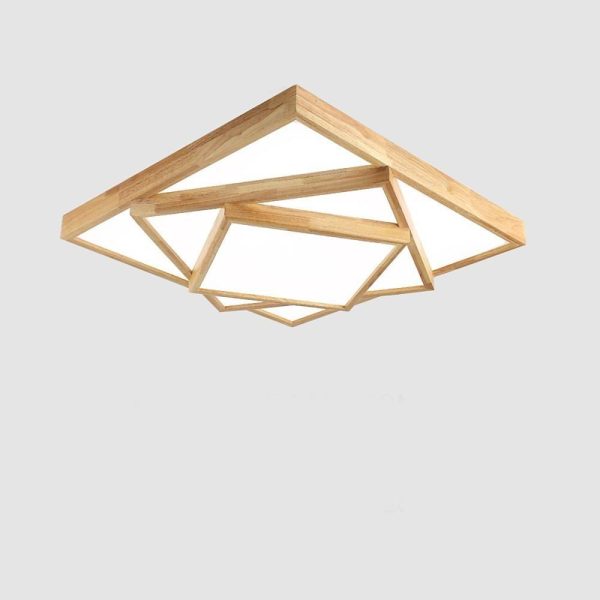 Artistic Wood Squares Dimmable LED Nordic Ceiling Light Flush Mount Lighting - Image 7