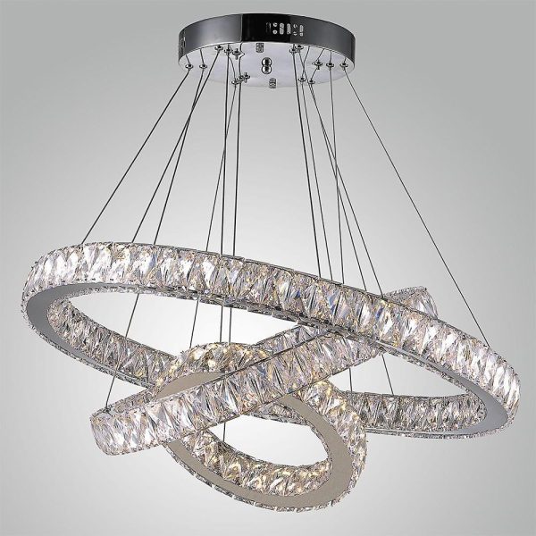 Interwoven Circle Design Chandelier Large Foyer Metal Crystal Ceiling Light - Image 6