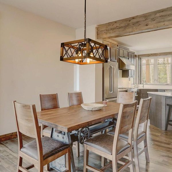 Rustic Industrial Linear Chandelier for Dining Rooms Farmhouse Rectangular/Square Light Fixture - Image 6