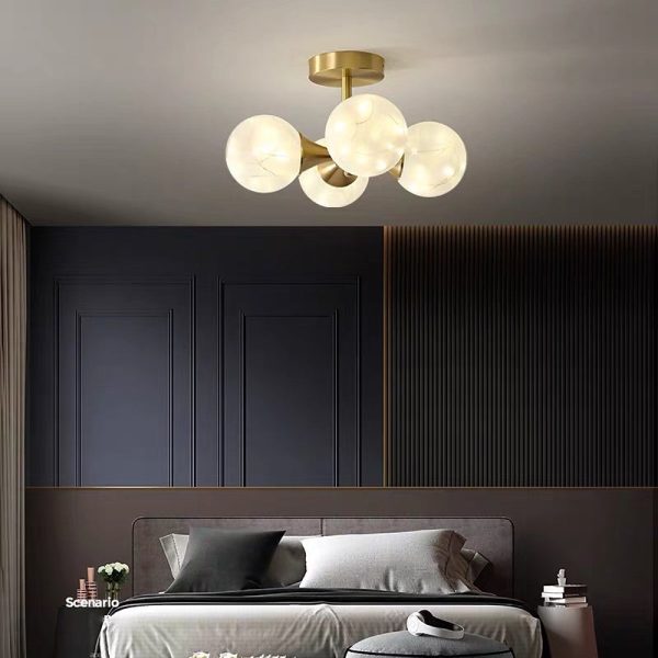 4 Globe Copper Glass Flush Mounts Lighting Classic LED Ceiling Lights - Image 2
