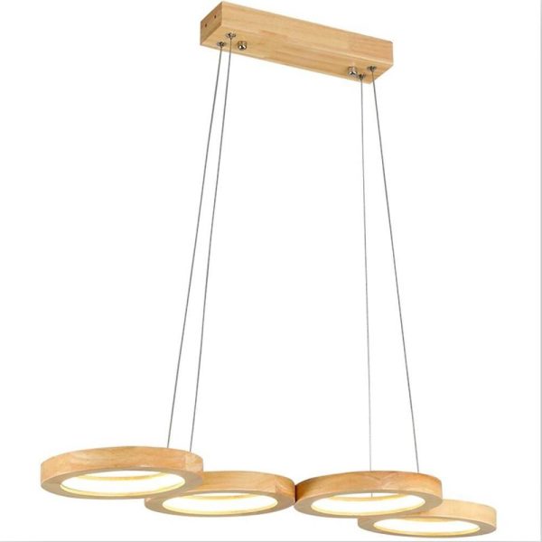 4 Circle Light Modern Wood Bamboo Acrylic Design Pendant Lighting LED Kitchen Lighting Dining Room Lighting Ceiling Light - Image 8