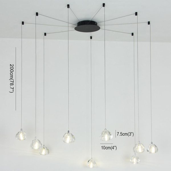 Contemporary Cluster Design Raindrop Chandelier Metal Crystal Ceiling Light - Image 7