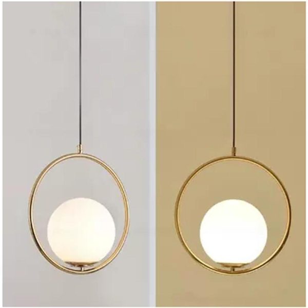 Electroplated Circle Glass Globe LED Nordic Pendant Lighting Hanging Lamp - Image 4