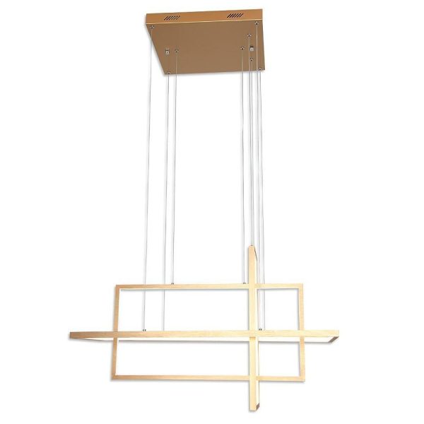 31.5'' Three-Part Futuristic Square Rectangular Hybrid Aluminum Chandelier with Capable Ambient Lights - Image 5