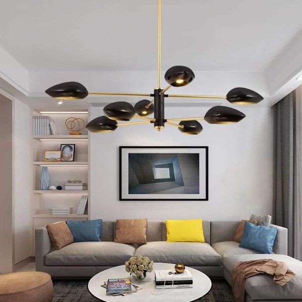 Artistic Black Farmhouse Chandelier with 8 LED Downlight Angled Lights - Image 4