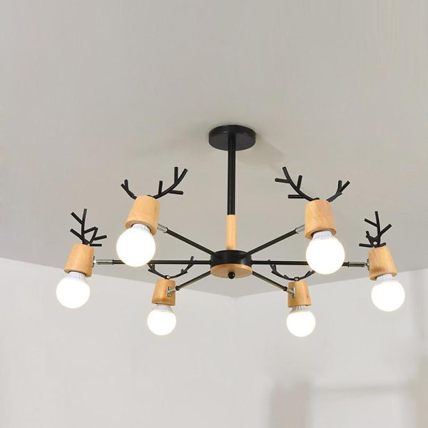 6-light Antlers-shaped LED Nordic Chandeliers Ceiling Lights Hanging Lamp - Image 6