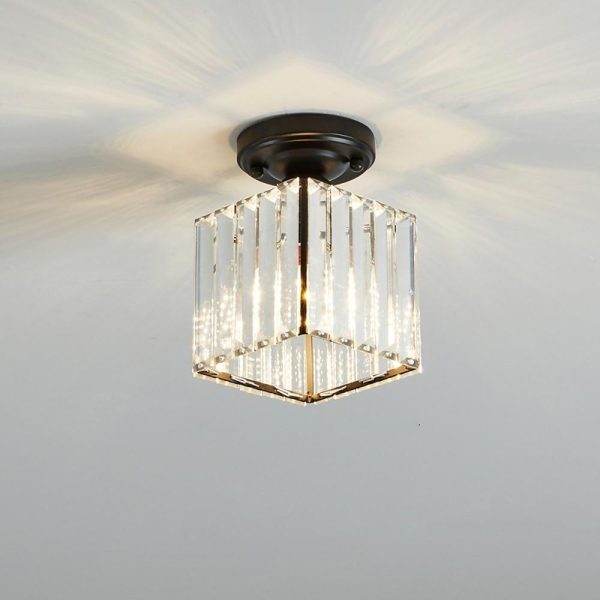 Modern Crystal Metal Industrial LED Flush Mount Ceiling Light for Hallway Entryway - Image 12