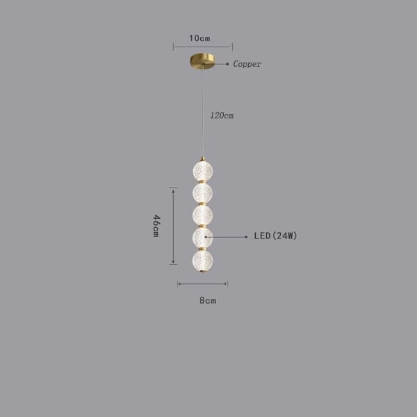 3 Globe Acrylic Copper Pendant Lights Geometrical Pendant Lighting - Image 7