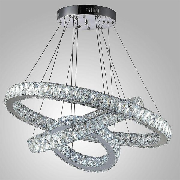 Interwoven Circle Design Chandelier Large Foyer Metal Crystal Ceiling Light - Image 5