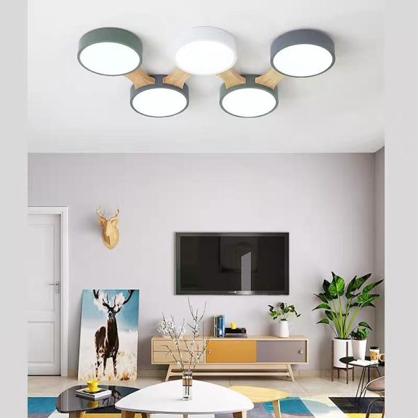Circular 5 Lights LED Industrial Ceiling Lights Flush Mount Lighting - Image 3