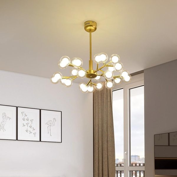 25 Lights LED Cluster Glass Bubble Sputnik Chandelier Hanging Ceiling Lights - Image 2