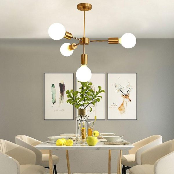 Luxurious Gold 4-Light Pendant Light - Modern 27'' Ceiling Fixture - Image 3