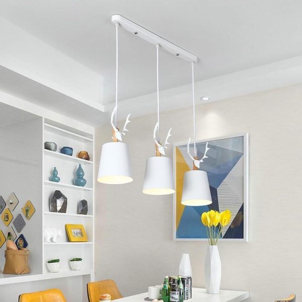 3 Light Antler Design LED Country Chandeliers Hanging Ceiling Lights - Image 4
