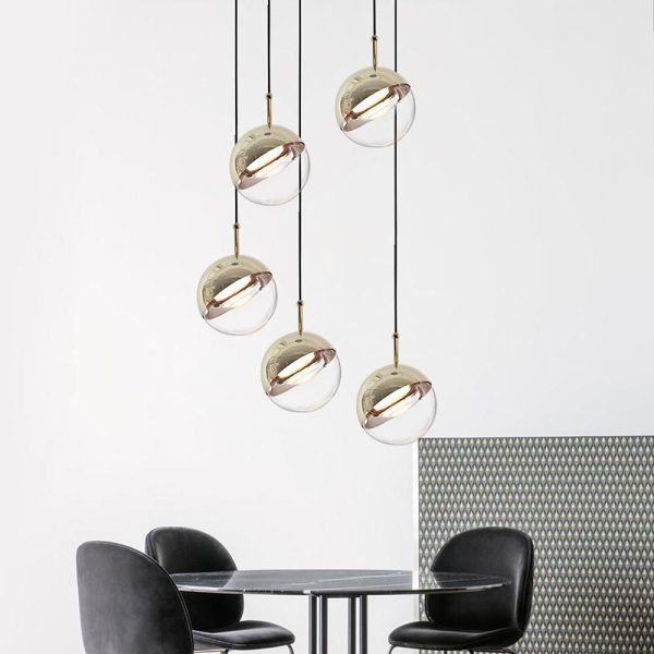 Adjustable Electroplated Metal Crystal Globe Shaped LED Pendant Lights - Image 3