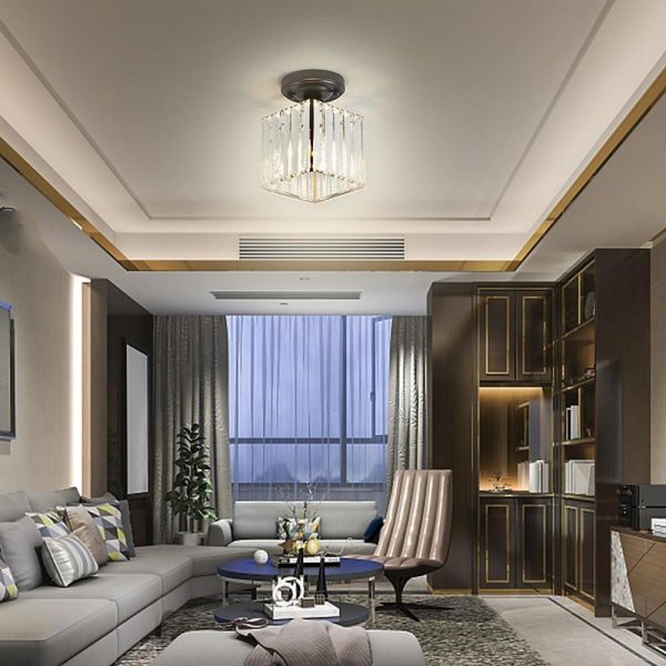 Modern Crystal Metal Industrial LED Flush Mount Ceiling Light for Hallway Entryway - Image 9