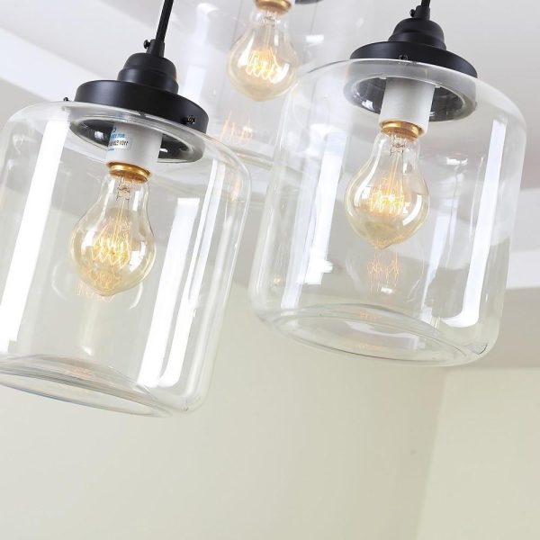 Industrial Glass Foyer Chandelier with 3 Lights - Image 5