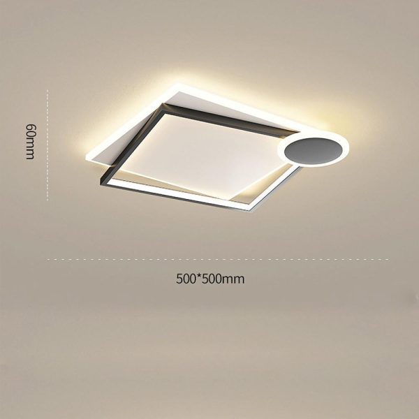 Squares Circle Metal Offset Flush Mount Light LED Bedroom Ceiling Lights - Image 5
