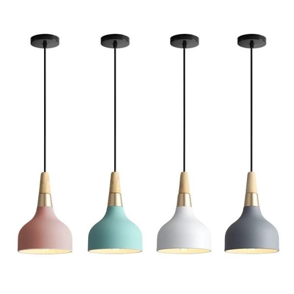 Wood Bamboo Metal LED Modern Pendant Light Hanging Lamp Island Lights - Image 8