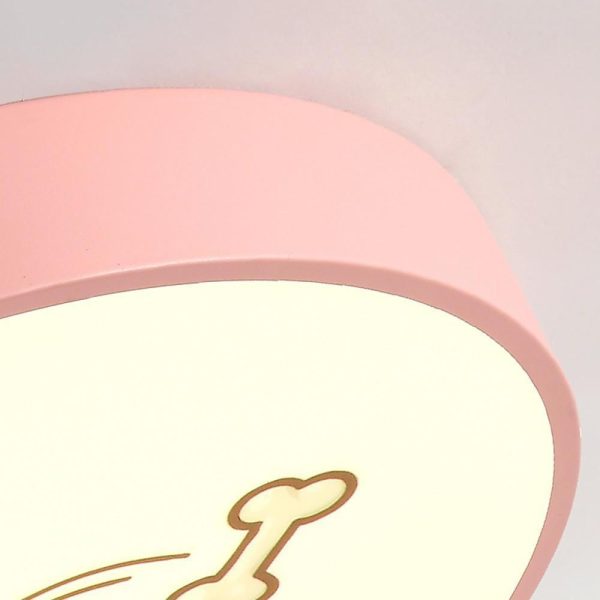 Circular Dog Image Flush Mount Drum Light LED Metal Bedroom Ceiling Light for Baby Kids - Image 8