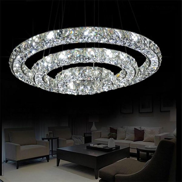Luxury Crystal LED Chandelier 3-Tier Geometric or Stacked LED Pendant light - Image 7