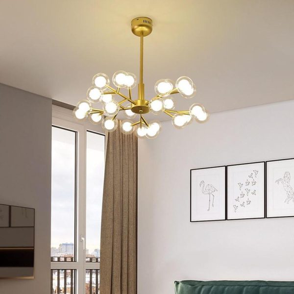 25 Lights LED Cluster Glass Bubble Sputnik Chandelier Hanging Ceiling Lights - Image 4