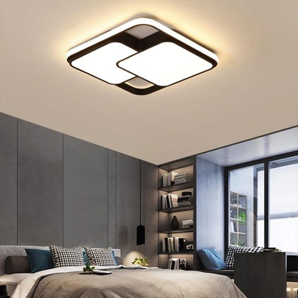 3 Square Dimmable LED Black Modern Ceiling Light Flush Mount Lighting - Image 3