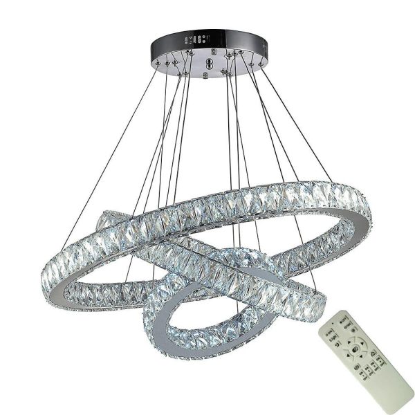 Interwoven Circle Design Chandelier Large Foyer Metal Crystal Ceiling Light - Image 7