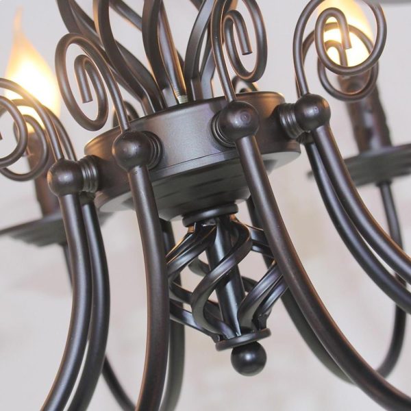 Candle Design Metal Rustic Chandeliers with 6 LED Bulbs - Image 7