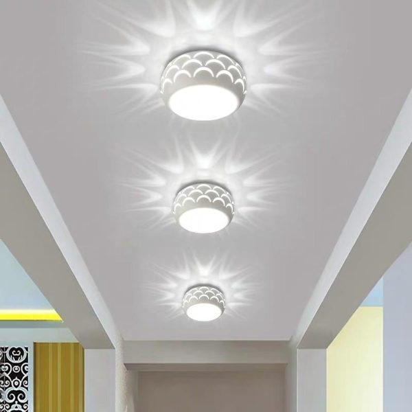 Globe Modern Flush Mount Drum Light Hallway Entryway LED Ceiling Light - Image 2