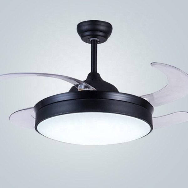Round Drum Shaped LED Nordic Retractable Ceiling Fan with Lights - Image 4