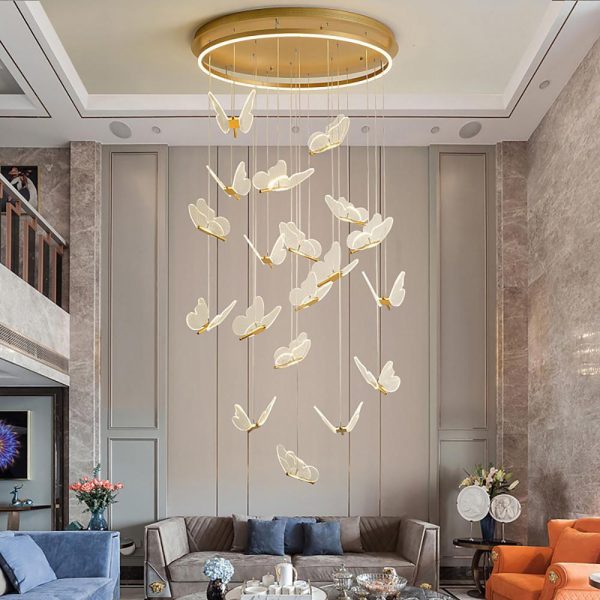 Butterfly Shapes Design Pendant Lighting Acrylic Metal Island LED Living Room Ceiling Lights - Image 8