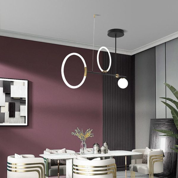 Circles LED Black Modern Chandeliers Island Lights Hanging Lamp Pendant Light - Image 2