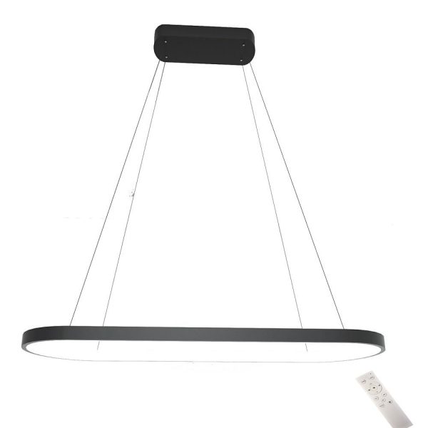 LED Oval Modern Black Pendant Light with Remote Control Artistic Pendant Light - Image 8