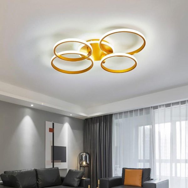 4 Circle Artistic Gold Flush Mount Light Metal LED Ceiling Light - Image 2
