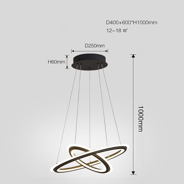 2-light Circles Shaped LED Nordic Chandeliers Hanging Ceiling Lights - Image 6