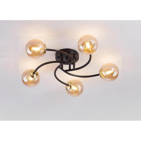 5-light Glass Globe Design Swirled Metal LED Modern Ceiling Lights - Image 15