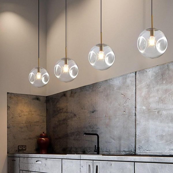 Industrial Globe Pendant Light Nordic Metal Glass LED Ceiling Light - Image 4