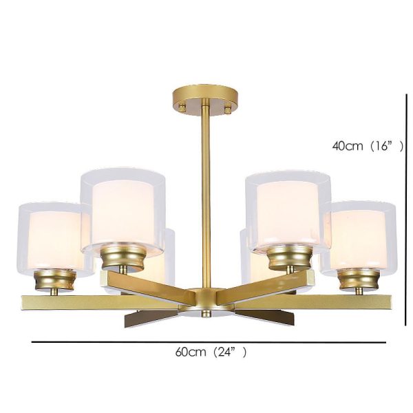6-light Glass Candlestick Design LED Modern Chandeliers Ceiling Lights - Image 4