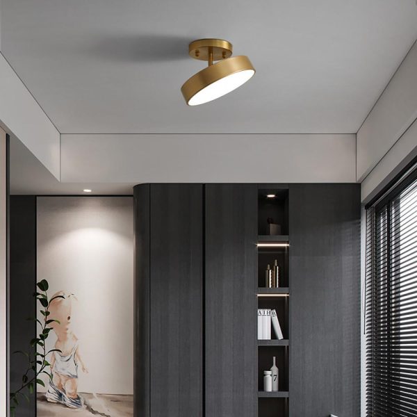 Circular Electroplated Copper LED Nordic Adjustable Ceiling Lights Flush Mount Lighting - Image 2