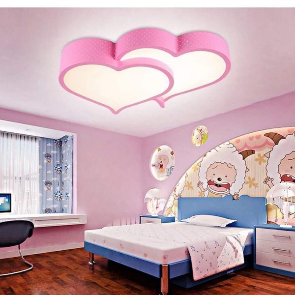 Heart Shaped Painted Metal Flush Mount Ceiling Light With Dimmable Ambient LED Light - Image 6