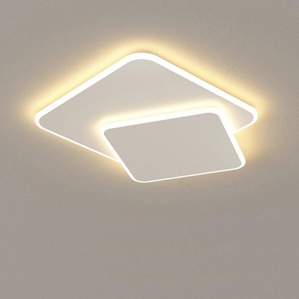 2-Light White Square LED Flush Mount Ceiling Light for Bedroom - Image 8