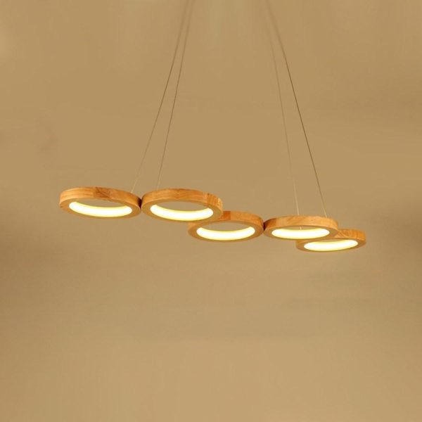 4 Circle Light Modern Wood Bamboo Acrylic Design Pendant Lighting LED Kitchen Lighting Dining Room Lighting Ceiling Light - Image 6