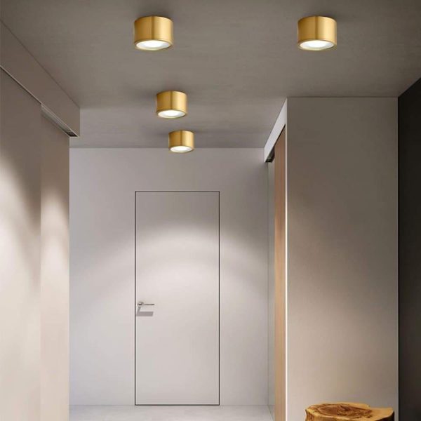 Cylindrical Copper Brass LED Modern Ceiling Light Flush Mount Lighting - Image 2