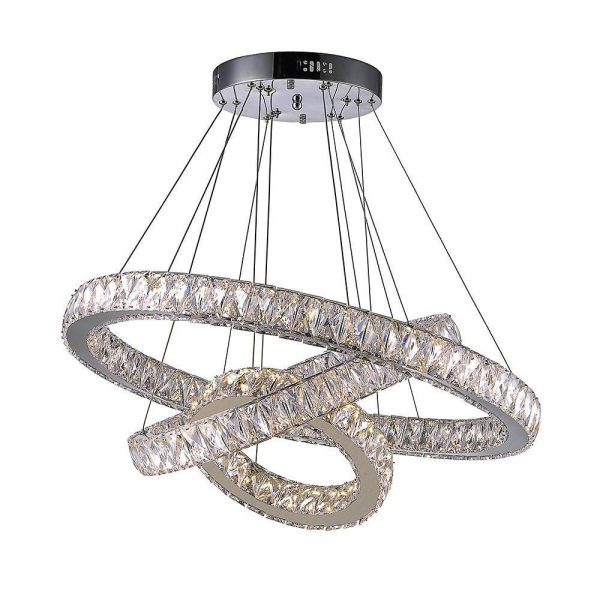 Interwoven Circle Design Chandelier Large Foyer Metal Crystal Ceiling Light - Image 8