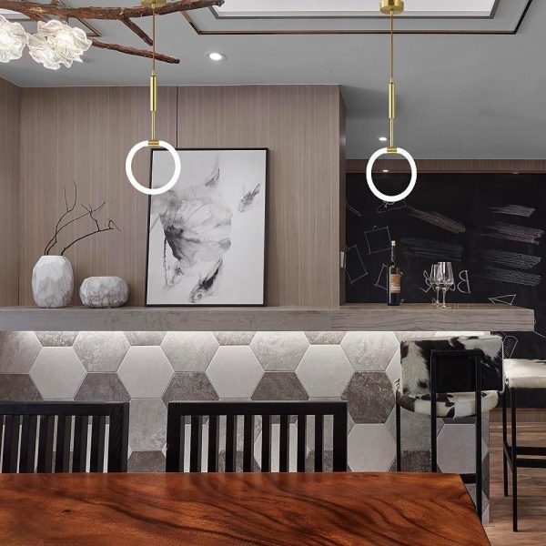 Circle LED Gold Modern Pendant Light Hanging Lamp Island Lights Chandelier - Image 5