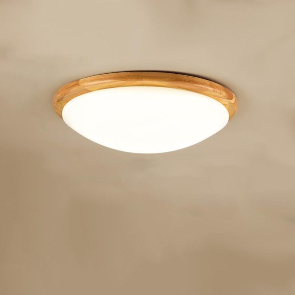 14'' LED Dimmable Wood Flush Mount Light Nordic LED Bamboo Bedroom Ceiling Lights - Image 6